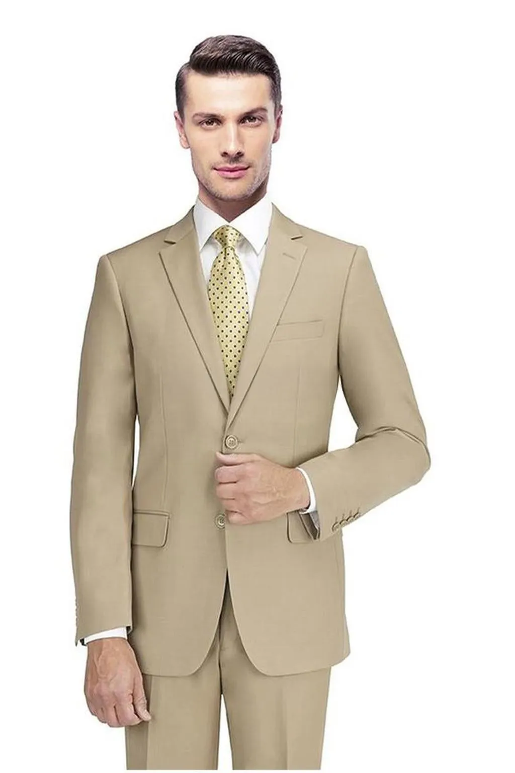 Mantoni New Solid Beige Suit (2-Piece Set)