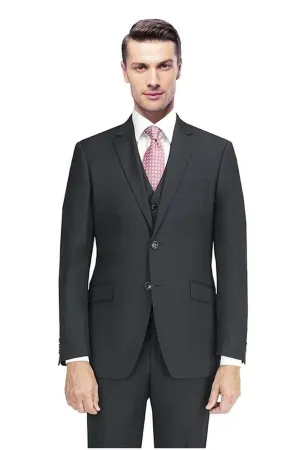 Mantoni Solid Black Suit (2-Piece Set)