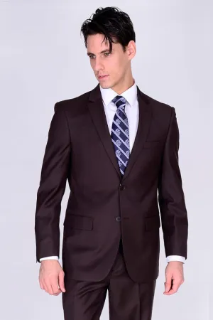 Mantoni Solid Brown Suit (2-Piece Set)