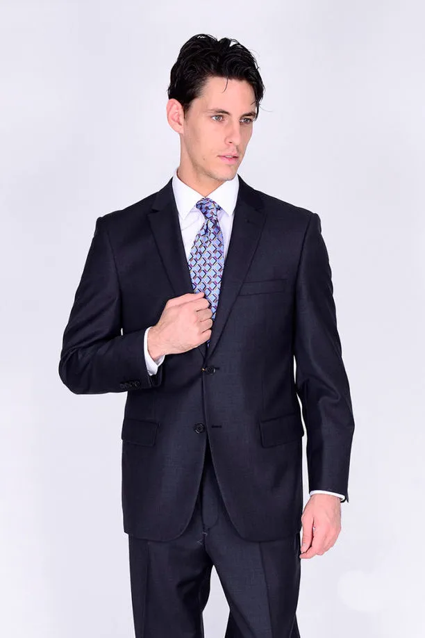 Mantoni Solid Charcoal Suit (2-Piece Set)