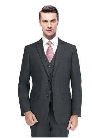 Mantoni Solid Charcoal Suit (2-Piece Set)