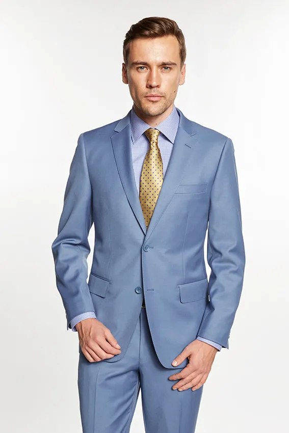 Mantoni Solid Sky Blue Suit (2-Piece Set)