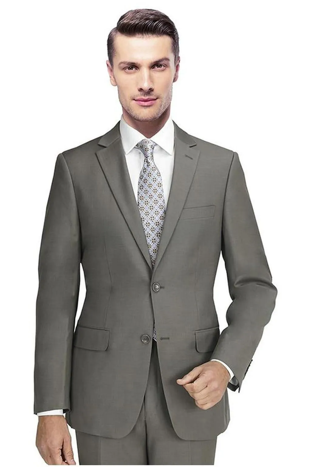 Mantoni Solid Taupe Suit (2-Piece Set)