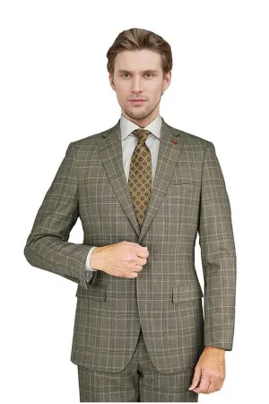 Mantoni Tan & Brown Windowpane Suit (2-Piece Set)