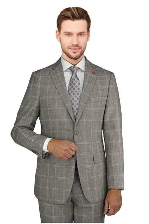 Mantoni Tan & Camel Windowpane Suit (2-Piece Set)