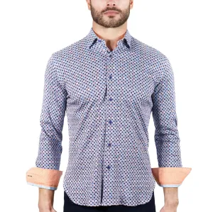 Max Colton Orange & Blue Gradient Flowers & Circles Long Sleeve Shirt
