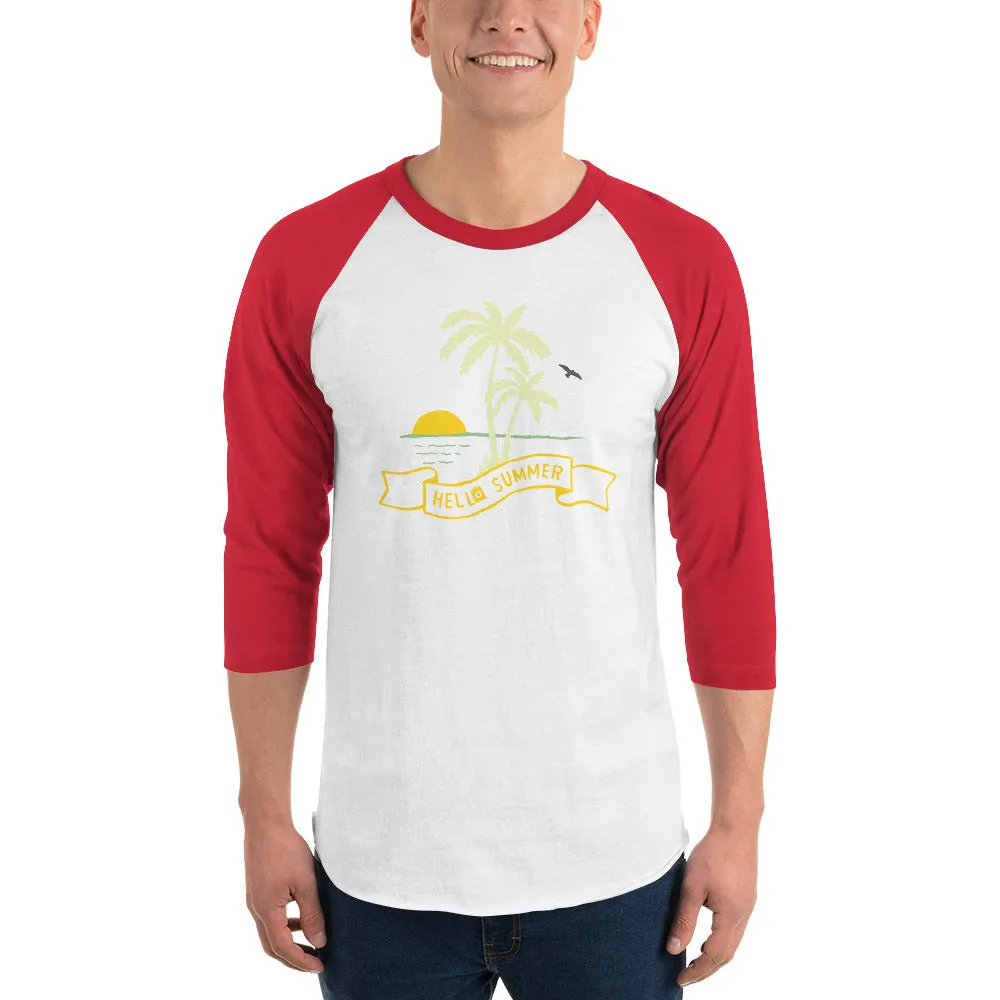 Men's 3/4th Sleeve Raglan T- Shirt - Hello Summer
