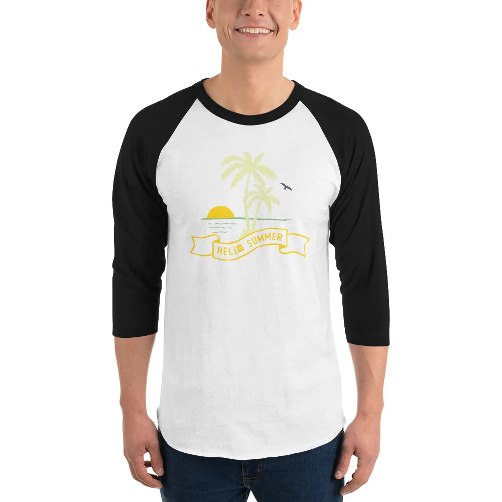 Men's 3/4th Sleeve Raglan T- Shirt - Hello Summer