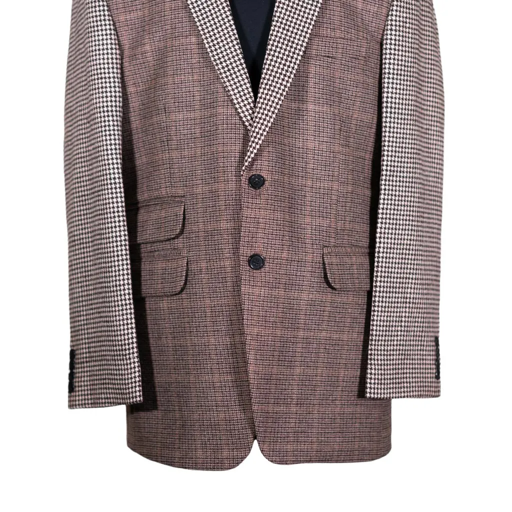 Men's Blazer Brown Check Plaid Wool Jacket Sport Coat (42R)