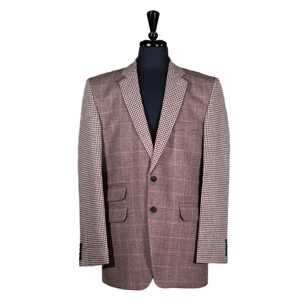 Men's Blazer Brown Check Plaid Wool Jacket Sport Coat (42R)