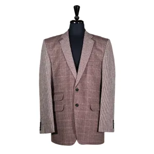 Men's Blazer Brown Check Plaid Wool Jacket Sport Coat (42R)