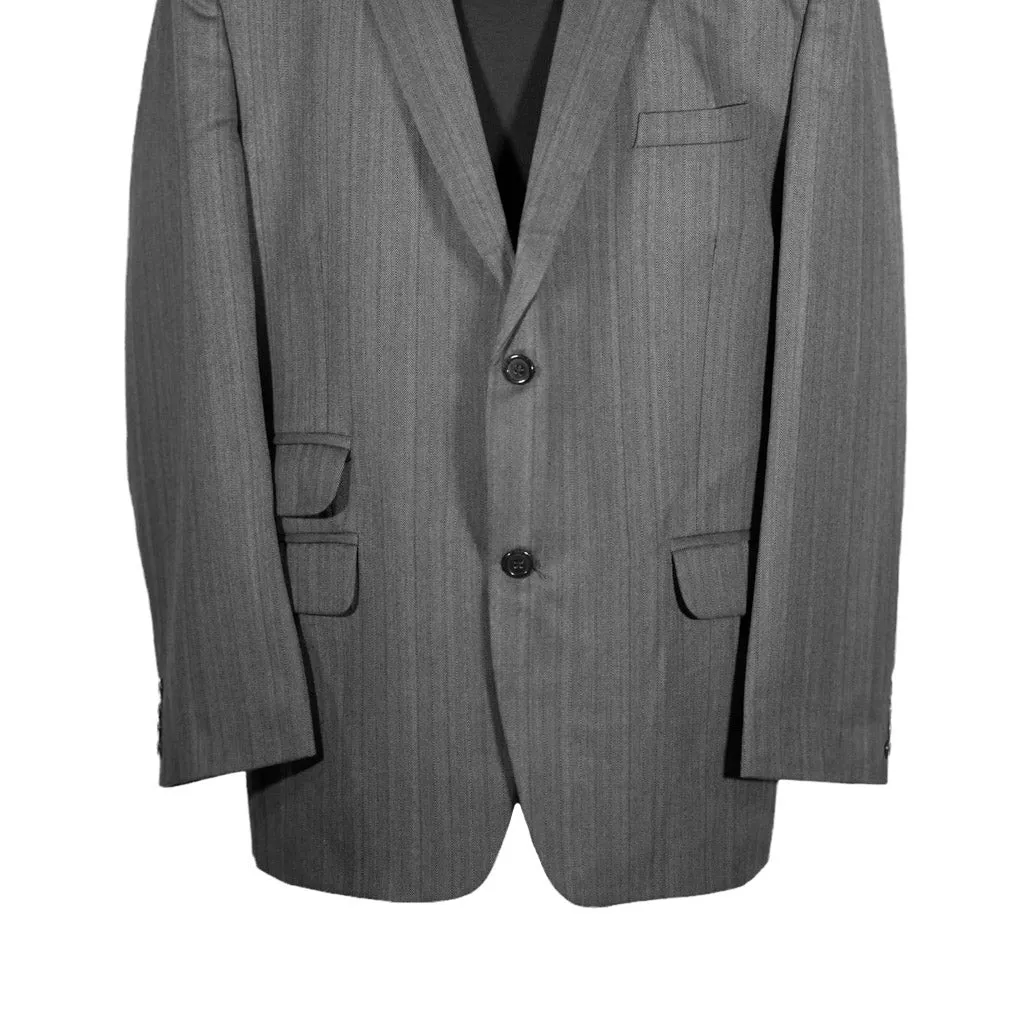 Men's Blazer Gray Striped Wool Formal Jacket Sport Coat (46R)