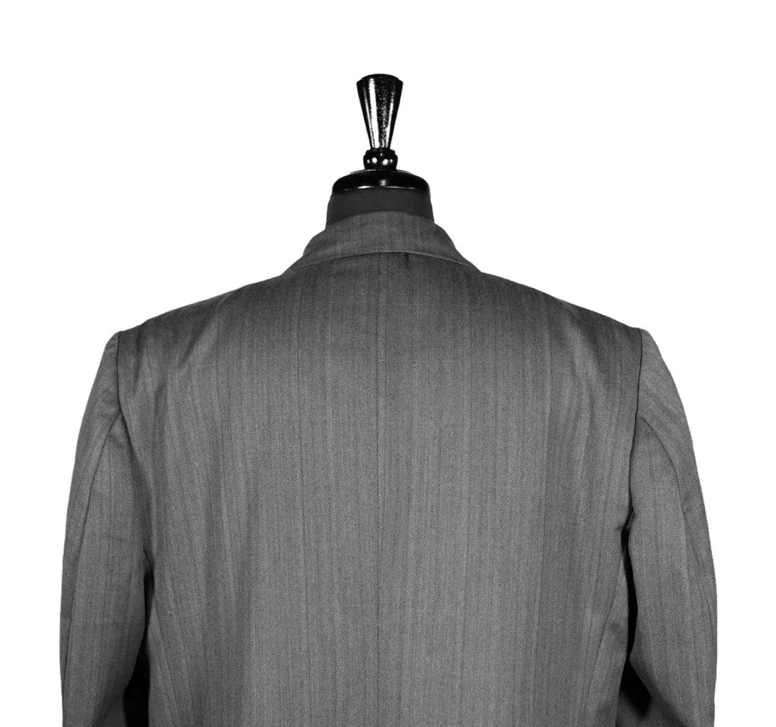 Men's Blazer Gray Striped Wool Formal Jacket Sport Coat (46R)