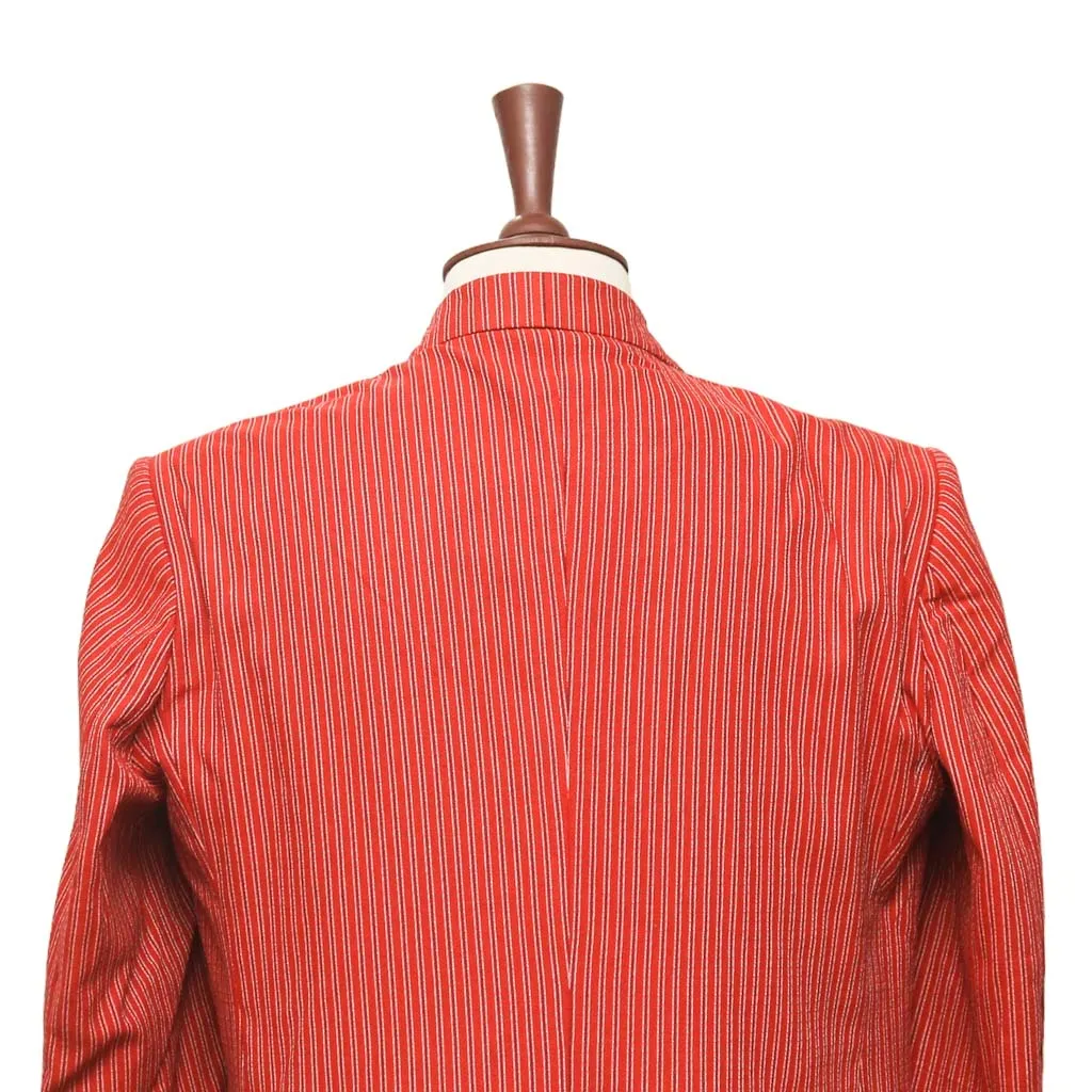 Mens Blazer Red Striped Cotton 2 Button Dress Formal Suit Jacket Wedding Sport Coat 44R