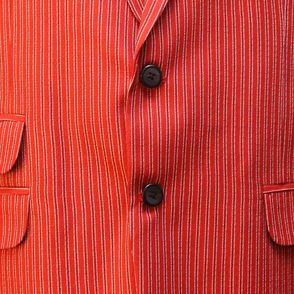 Mens Blazer Red Striped Cotton 2 Button Dress Formal Suit Jacket Wedding Sport Coat 44R