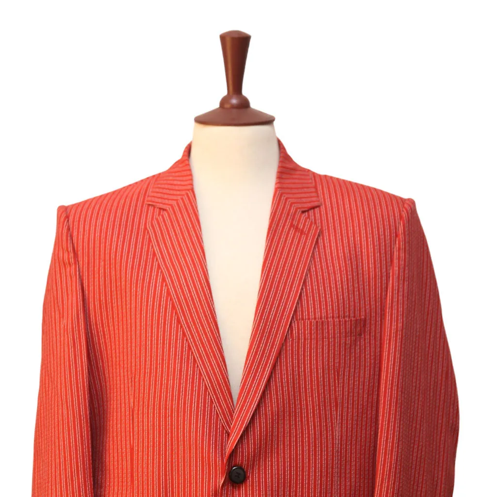 Mens Blazer Red Striped Cotton 2 Button Dress Formal Suit Jacket Wedding Sport Coat 44R