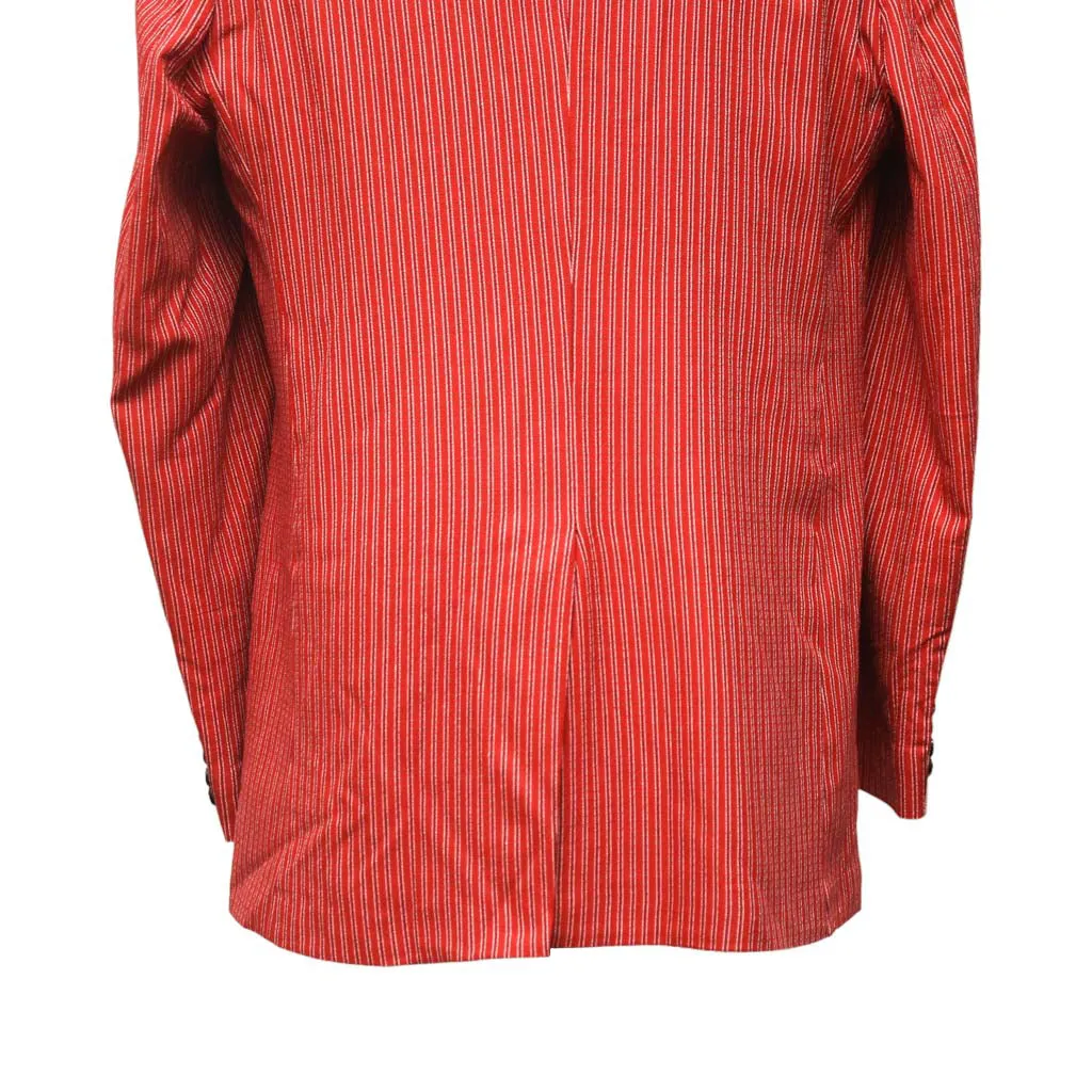 Mens Blazer Red Striped Cotton 2 Button Dress Formal Suit Jacket Wedding Sport Coat 44R