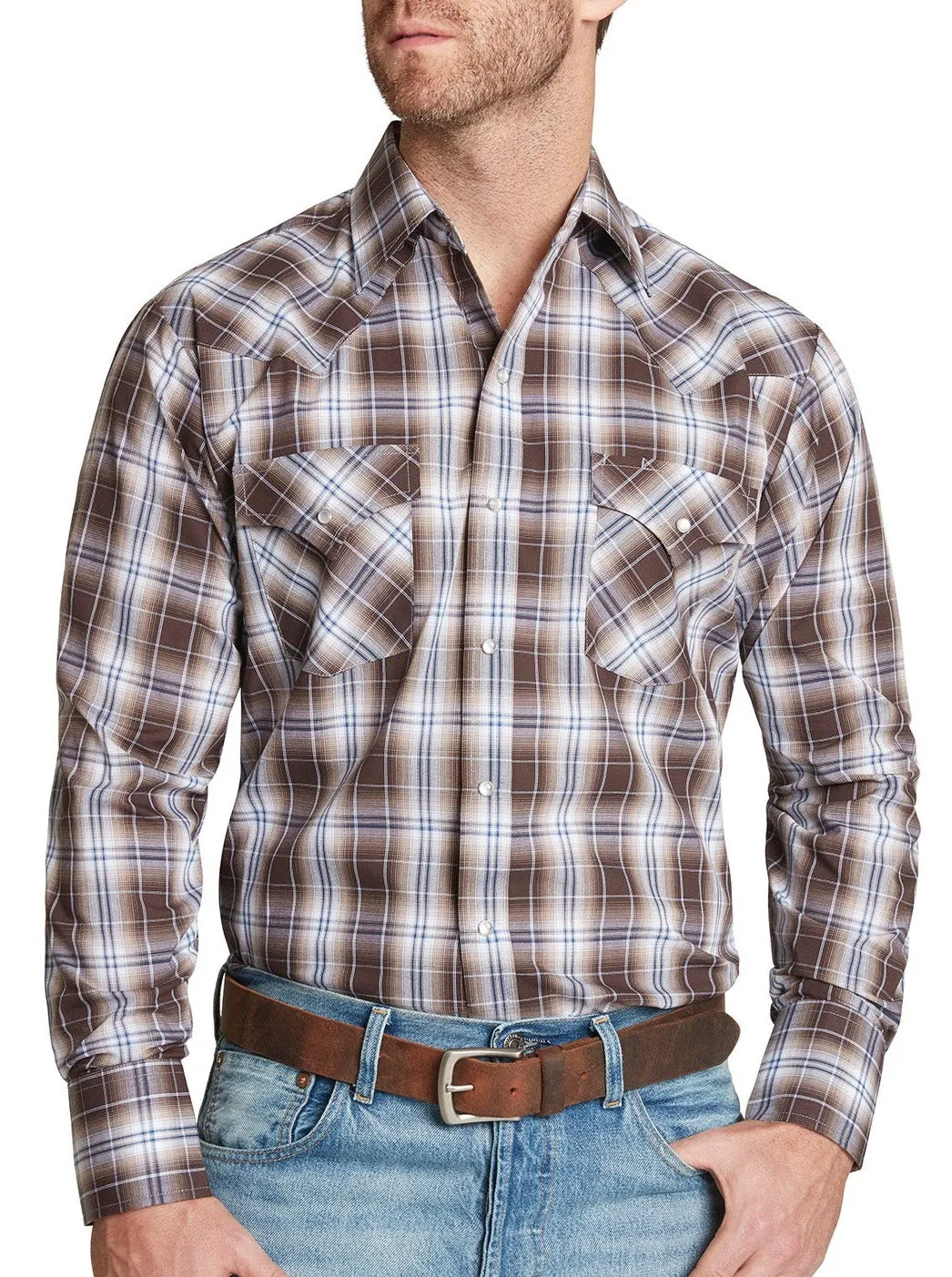 Men's Ely Cattleman Long Sleeve Western Snap Plaid Shirt
