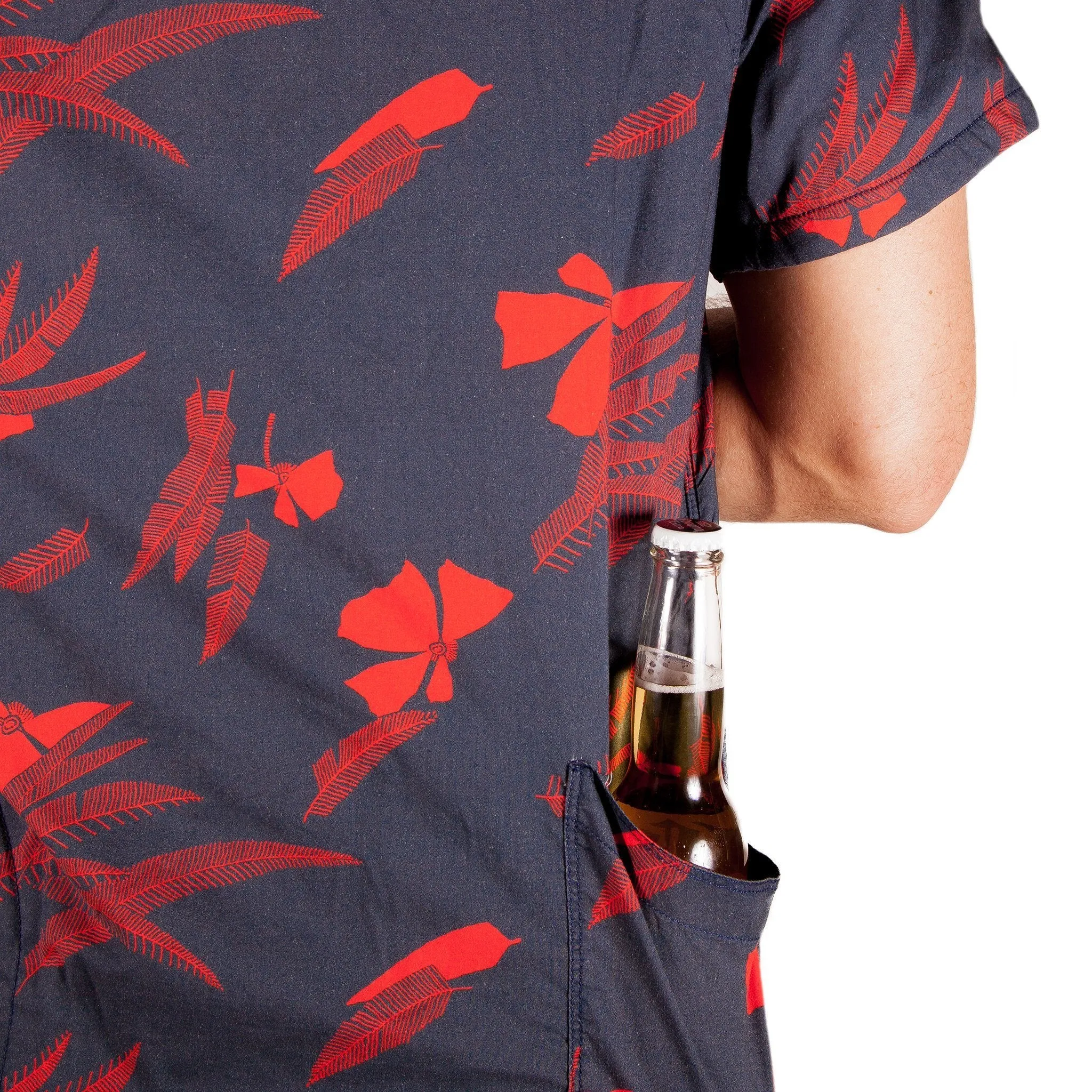 Men’s High Water Shirt - Vintage Floral, Washed Navy