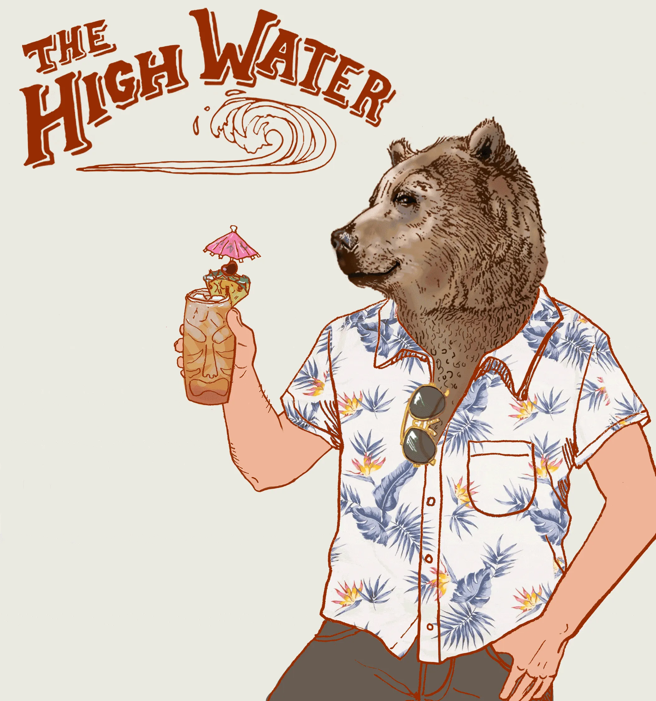 Men’s High Water Shirt - Vintage Floral, Washed Navy