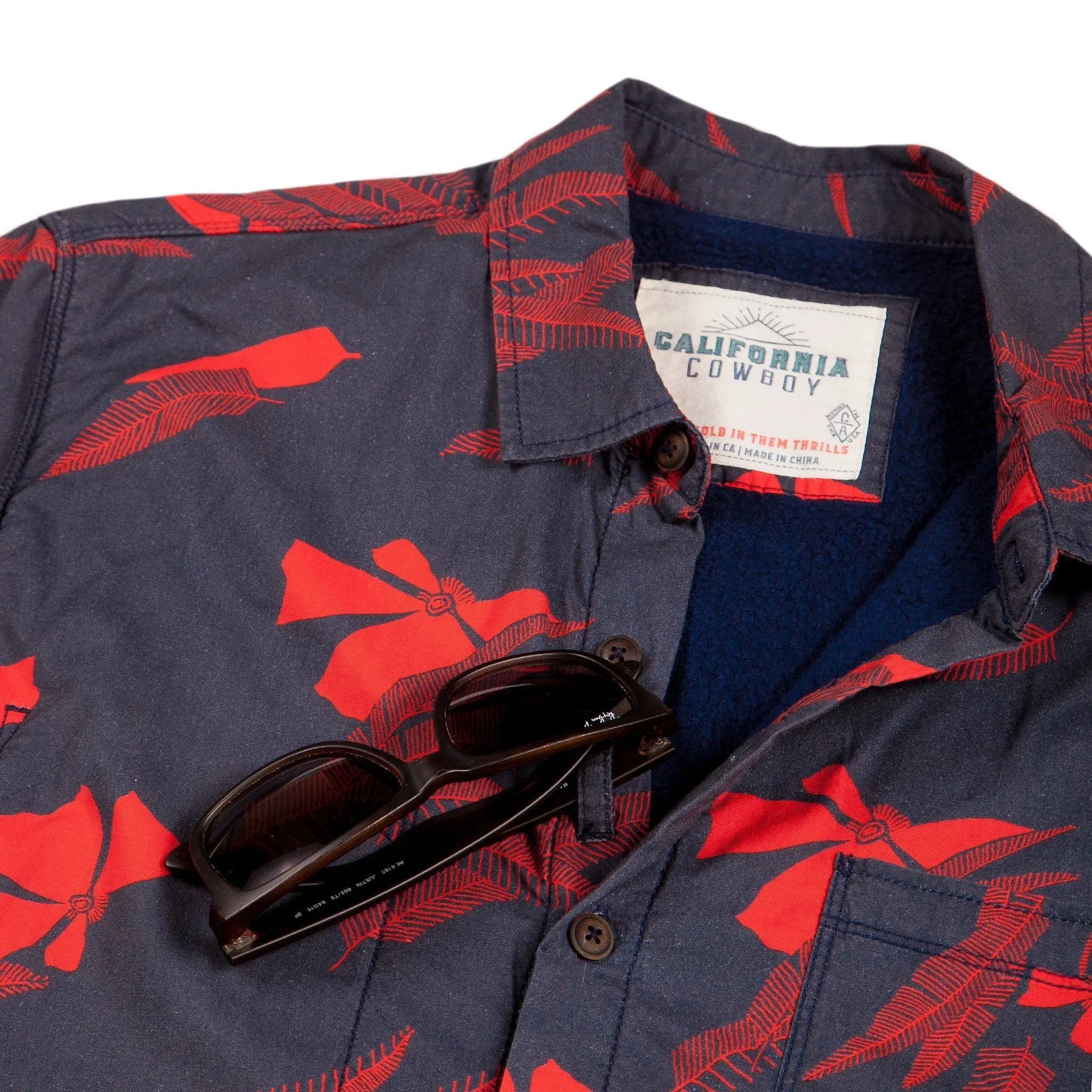 Men’s High Water Shirt - Vintage Floral, Washed Navy