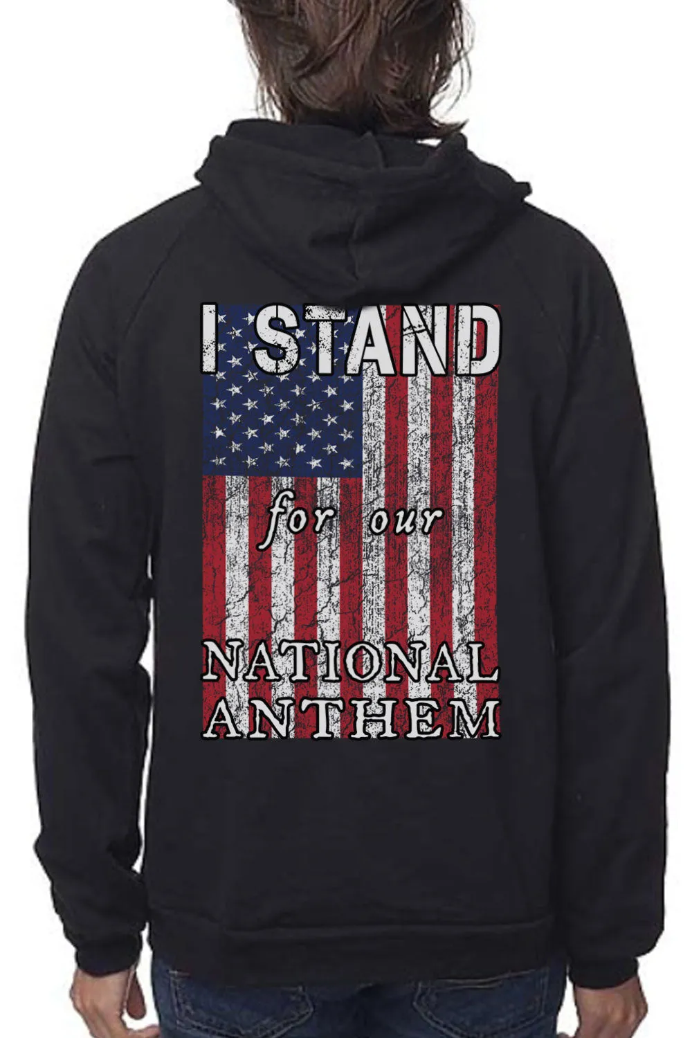 Men's Organic Pullover Hoodie - I STAND FOR OUR NATIONAL ANTHEM (Made In The USA)