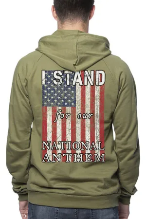 Men's Organic Pullover Hoodie - I STAND FOR OUR NATIONAL ANTHEM (Made In The USA)