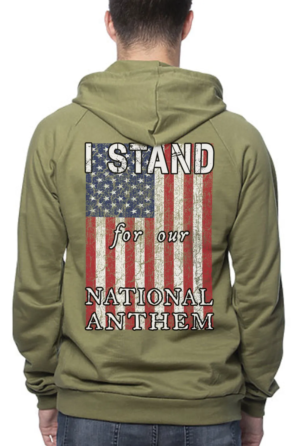 Men's Organic Pullover Hoodie - I STAND FOR OUR NATIONAL ANTHEM (Made In The USA)