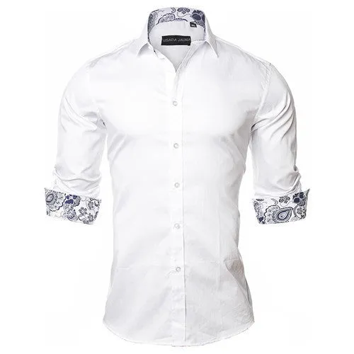Men's Shirt Dress Fashion Mens Shirts Casual Style Long Sleeve Solid Cotton Slim Fit Dress Male Shirts N780