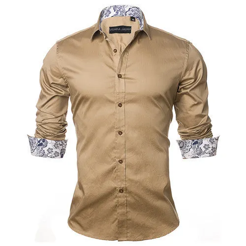 Men's Shirt Dress Fashion Mens Shirts Casual Style Long Sleeve Solid Cotton Slim Fit Dress Male Shirts N780