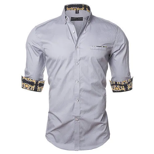 Men's Shirt Dress Fashion Mens Shirts Casual Style Long Sleeve Solid Cotton Slim Fit Dress Male Shirts N780