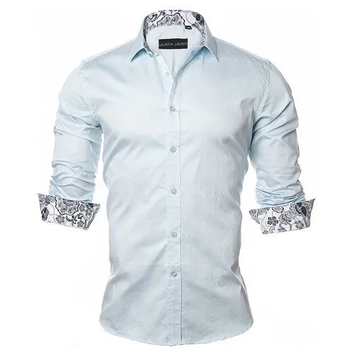 Men's Shirt Dress Fashion Mens Shirts Casual Style Long Sleeve Solid Cotton Slim Fit Dress Male Shirts N780