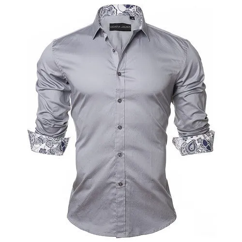 Men's Shirt Dress Fashion Mens Shirts Casual Style Long Sleeve Solid Cotton Slim Fit Dress Male Shirts N780