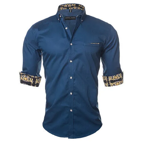 Men's Shirt Dress Fashion Mens Shirts Casual Style Long Sleeve Solid Cotton Slim Fit Dress Male Shirts N780