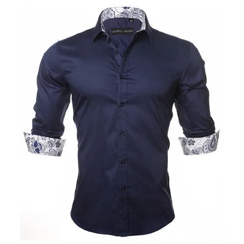 Men's Shirt Dress Fashion Mens Shirts Casual Style Long Sleeve Solid Cotton Slim Fit Dress Male Shirts N780