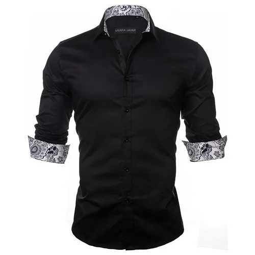 Men's Shirt Dress Fashion Mens Shirts Casual Style Long Sleeve Solid Cotton Slim Fit Dress Male Shirts N780