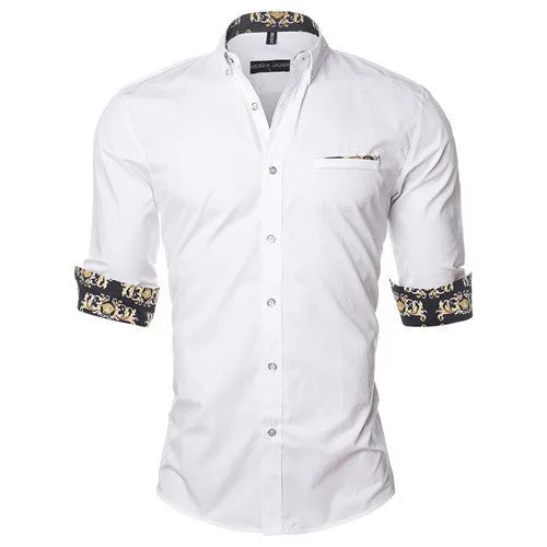 Men's Shirt Dress Fashion Mens Shirts Casual Style Long Sleeve Solid Cotton Slim Fit Dress Male Shirts N780