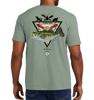 Men's Size Florida Bass Short Sleeve Garment Dyed Bay Pocket T-Shirt