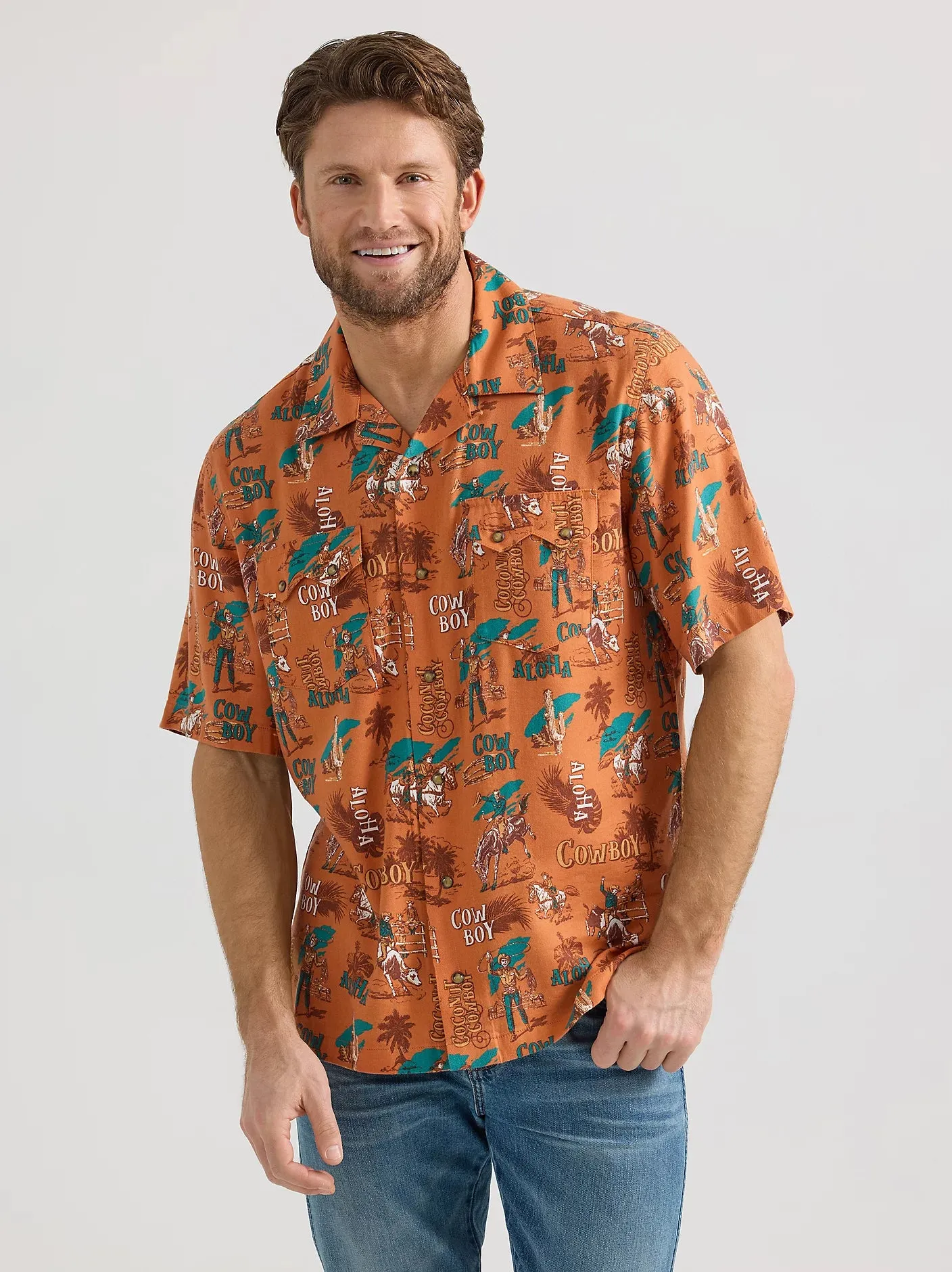 Men's Wrangler Coconut Cowboy Snap Front Camp Shirt