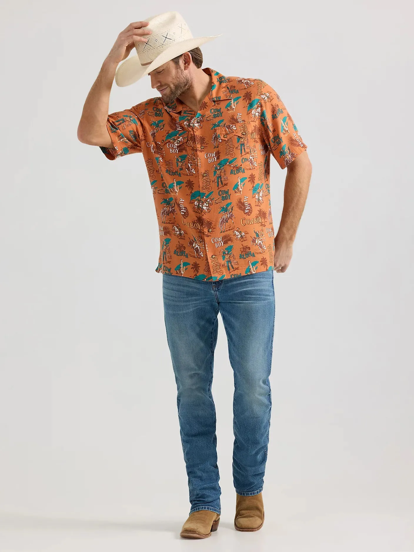 Men's Wrangler Coconut Cowboy Snap Front Camp Shirt