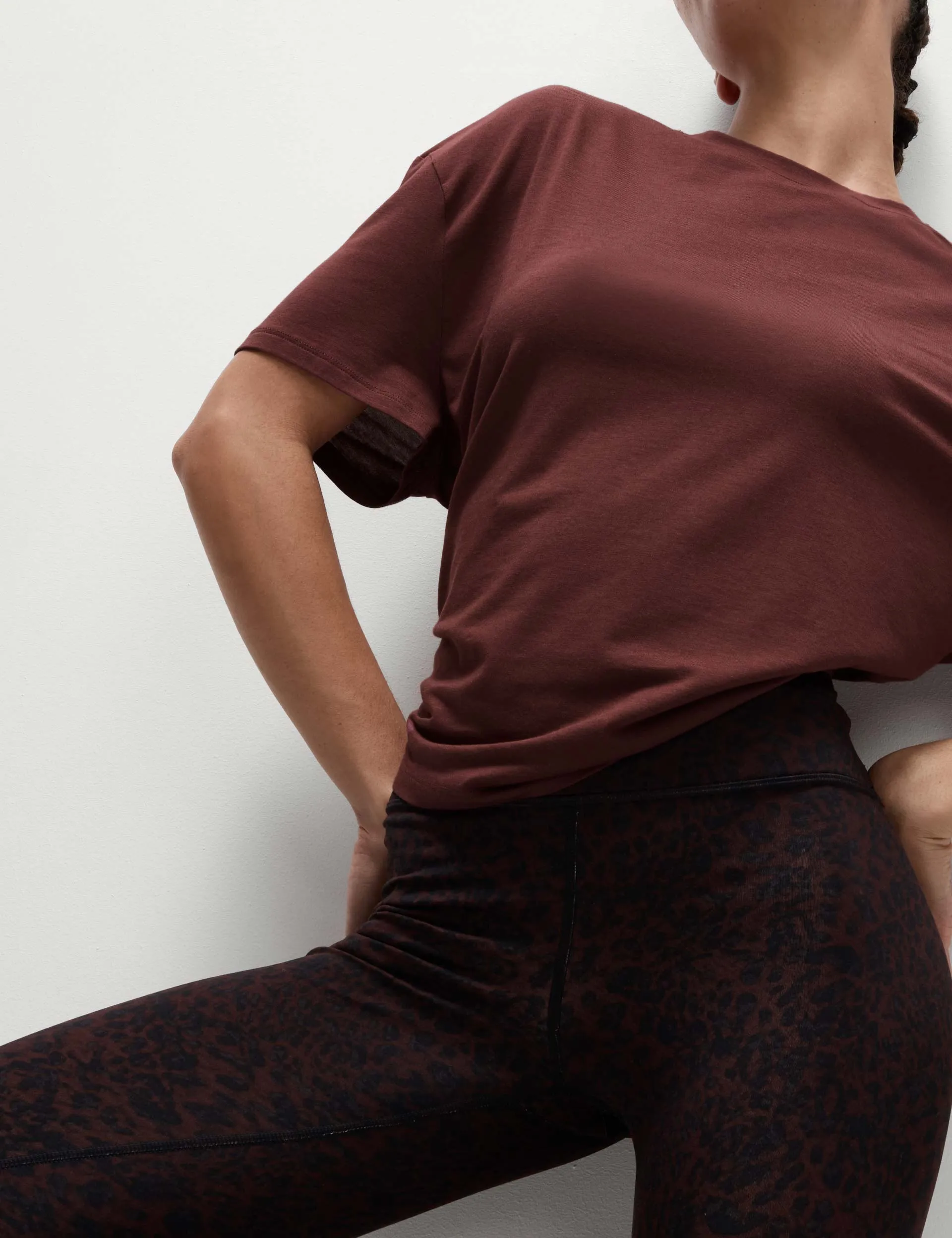 Modal Blend Lightweight Tie Back T-Shirt - Dark Taupe