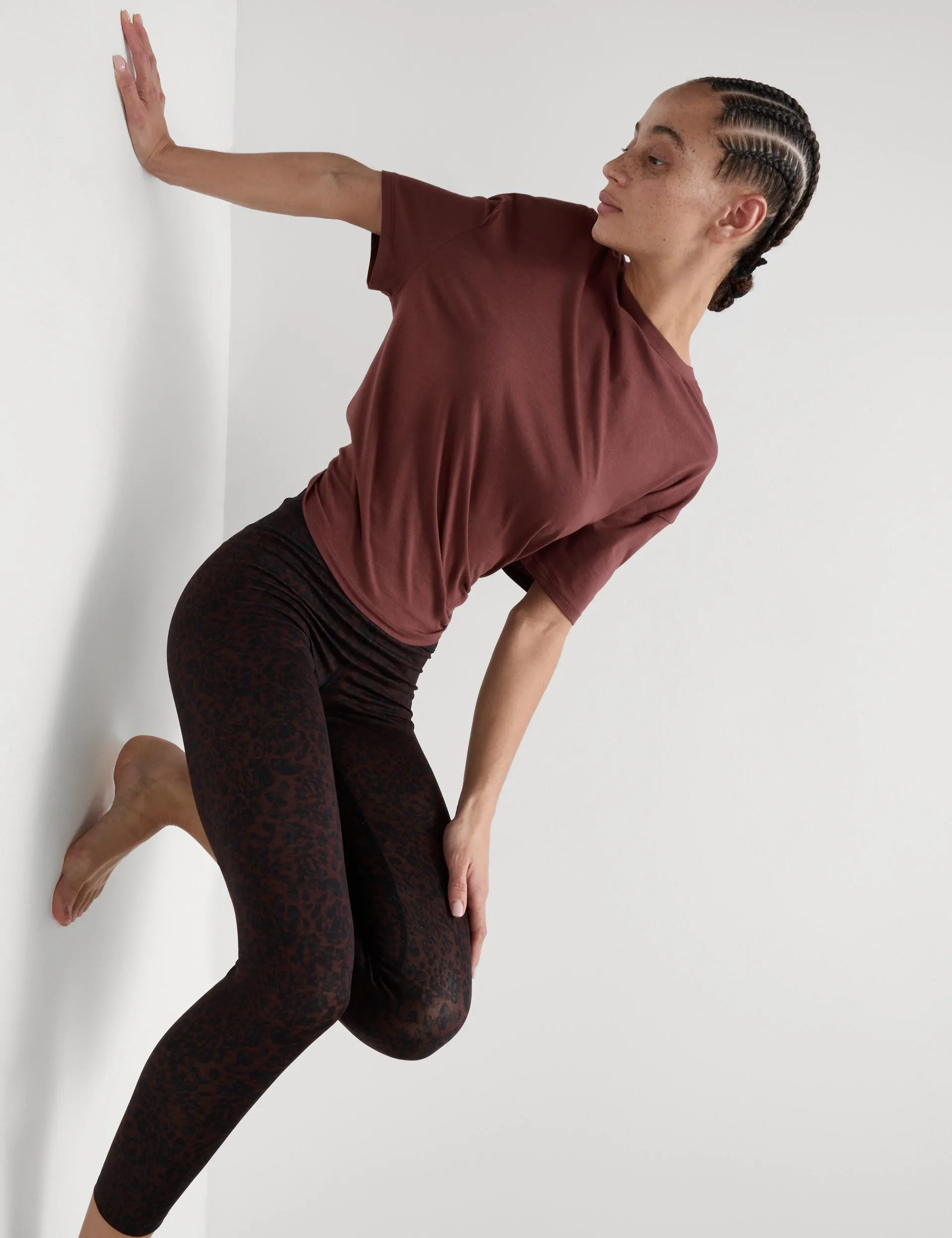 Modal Blend Lightweight Tie Back T-Shirt - Dark Taupe