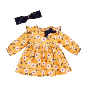 Mud Pie Flower Flannel Dress & Headband Set