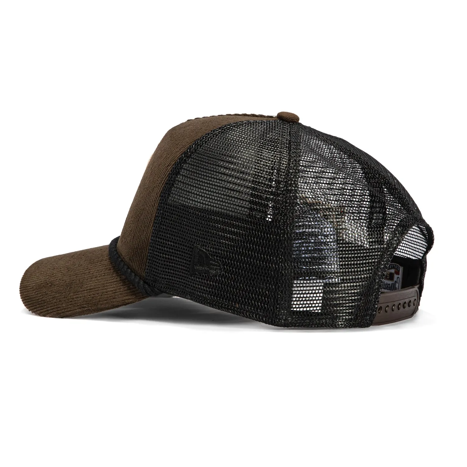 New Era 9Forty A-Frame Corduroy Rope Detroit Tigers Logo Patch Snapback Trucker Hat - Brown, Black