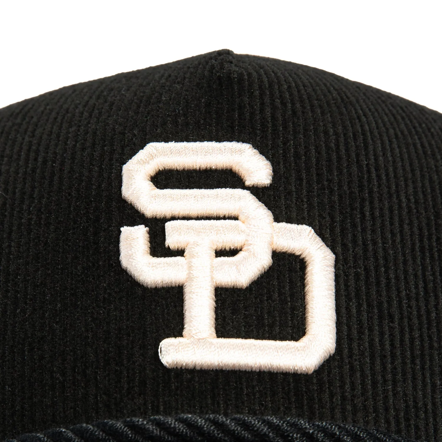 New Era 9Forty A-Frame Corduroy Rope San Diego Padres 1978 All Star Game Patch Snapback Trucker Hat - Black