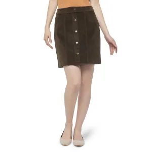 New with tags! George Women's Button Front Corduroy Mini Skirt, Brown, Sz 12!