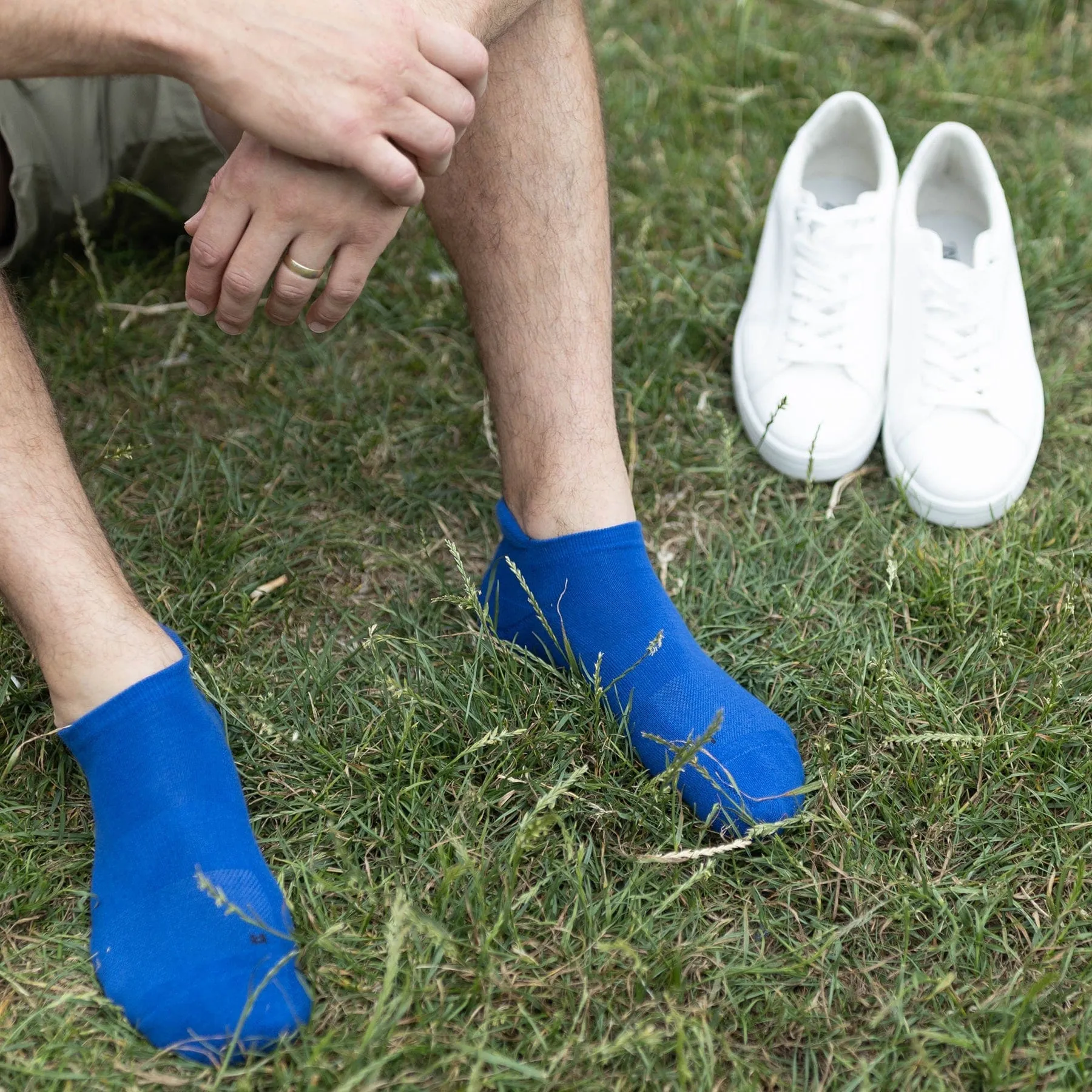 Organic Cotton Men's Trainer Socks | Blue
