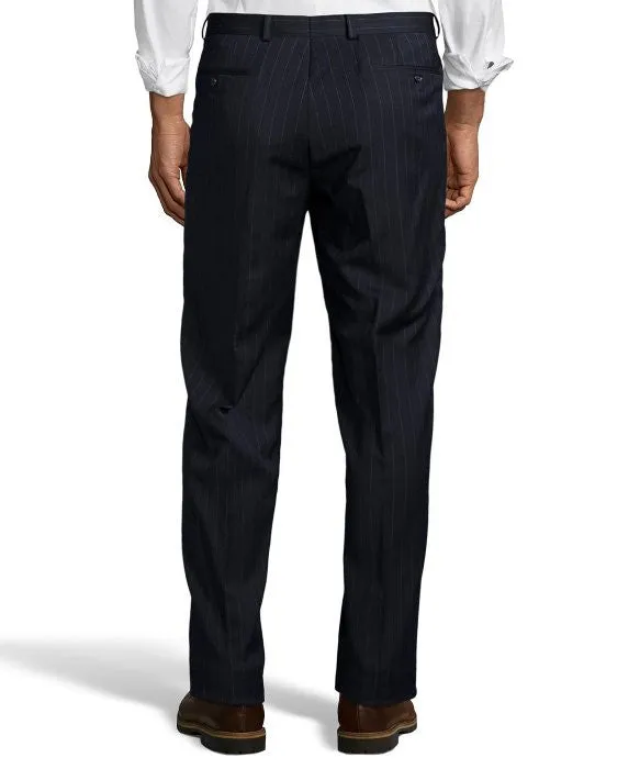 Palm Beach 100% Wool Navy Stripe Plain Front Suit Pant