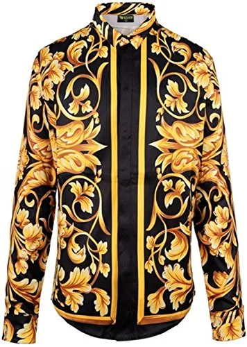 PIZOFF Mens Long Sleeve Luxury Design Print Dress Shirt at Amazon Menâs Clothing store: