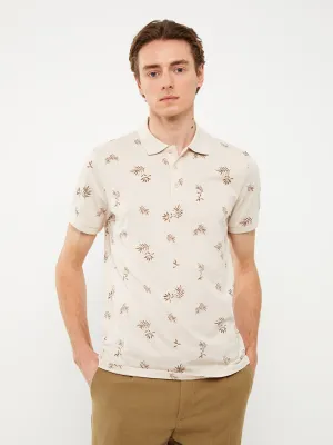 Polo Neck Short Sleeve Patterned Combed Cotton Men's T-Shirt